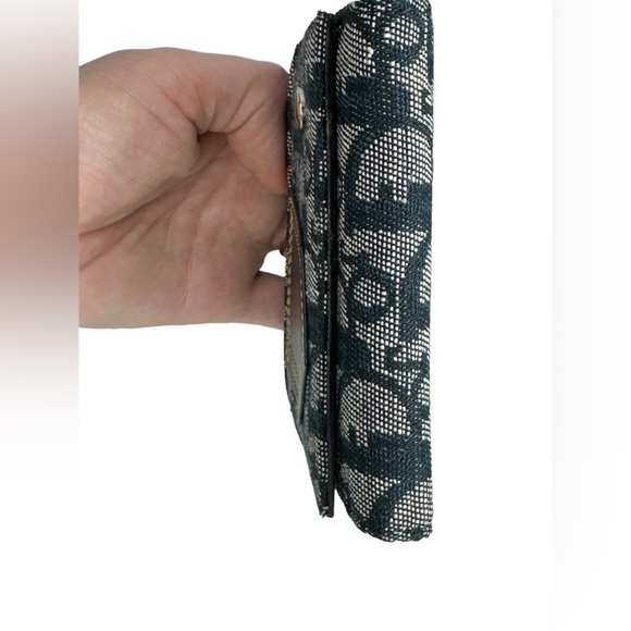 DIOR NWOT DEADSTOCK TROTTER BLUE DENIM CANVAS & LEATHER COMPACT WALLET W DUSTBAG - Picture 14 of 16